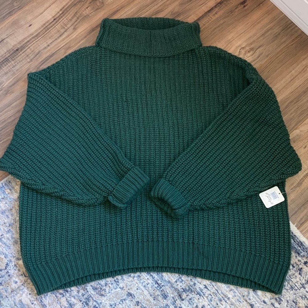 #13. 🆕 NWT - Free People Hunter Green Turtleneck Chunky Knit Sweater - Women
